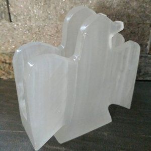 Vintage Carved Selenite Bird Mail Holder / Napkin Holder Shelf & Tabletop Decor